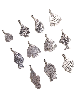 妖家 手工制作 纯银小鱼吊坠 手链项链DIY配件 DB03