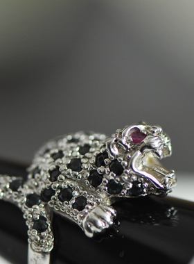 妖家|蓝宝石豹子戒指纯银镶嵌