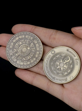 欧美塔罗牌幸运纪念币古青铜纪念章星座币幸运金币许愿币创意礼物