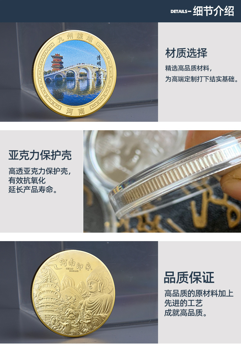 洛阳龙门石窟景区纪念金币河南热门旅游景区纪念品名胜古迹纪念章 - 图2