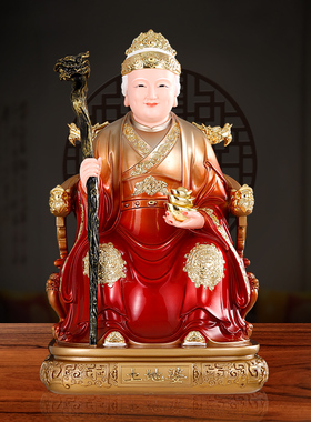 铜彩土地公土地婆像家用工艺品