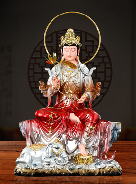 新款坐骑文殊普贤神像居家摆件