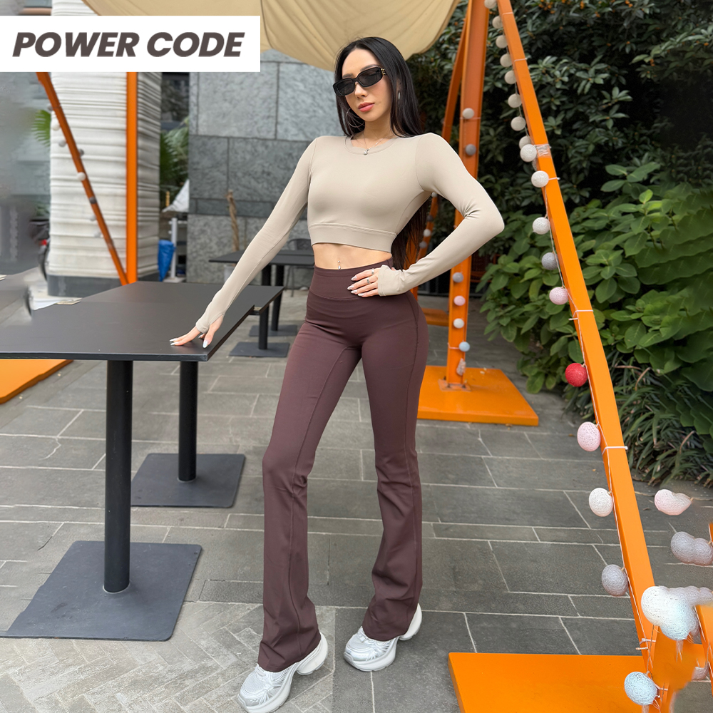 秋冬新品高腰瑜伽裤女弹力运动喇叭裤加绒显瘦提臀健身瑜伽服 - 图3