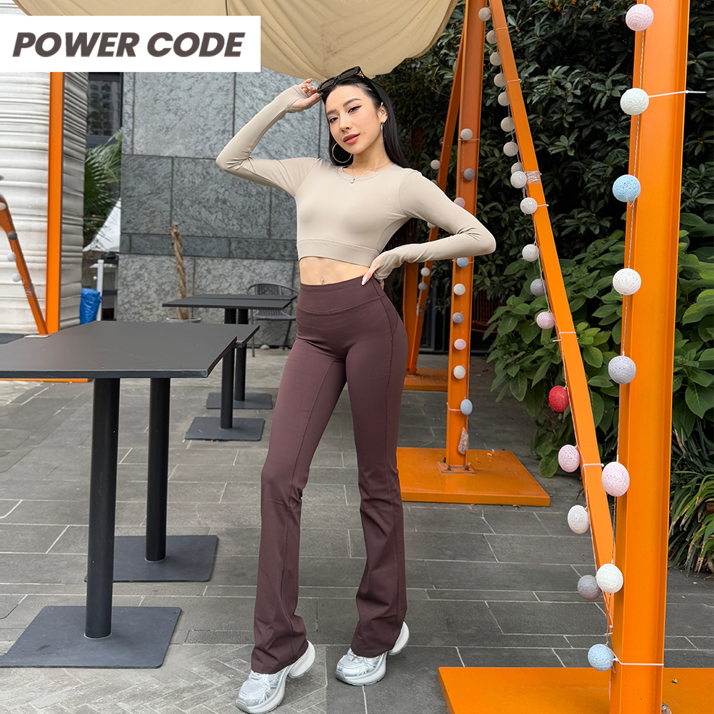 秋冬新品高腰瑜伽裤女弹力运动喇叭裤加绒显瘦提臀健身瑜伽服 - 图2