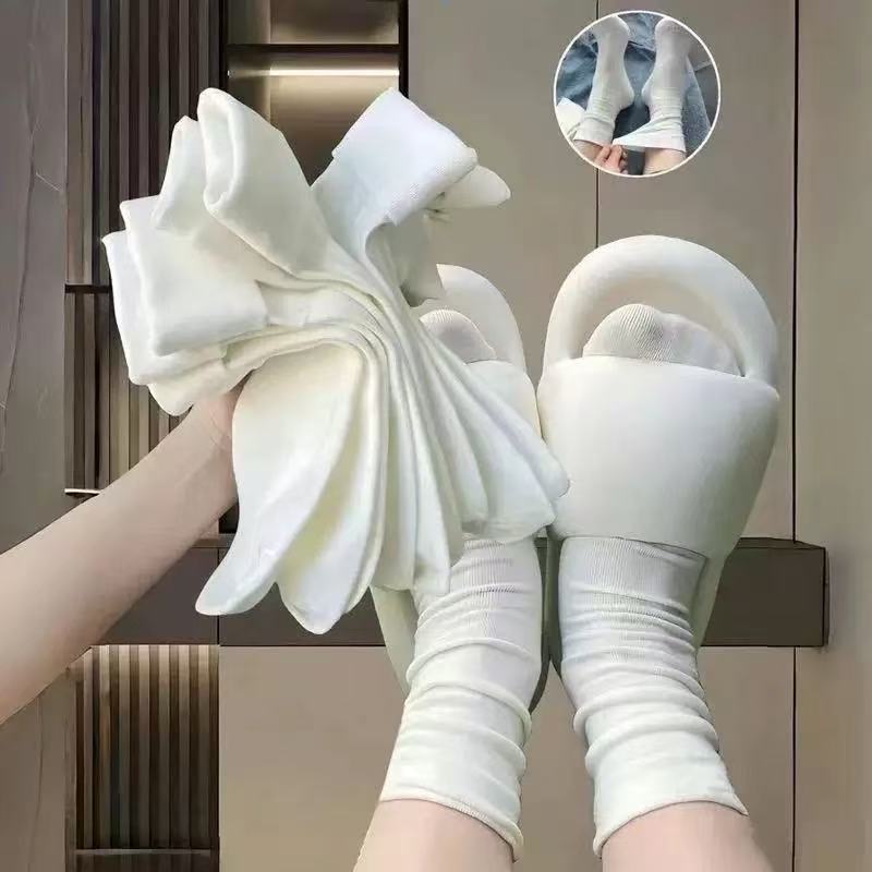 女生春秋款纯色袜百搭系可爱卡通学生运动堆堆袜子女中筒袜ins潮 - 图0