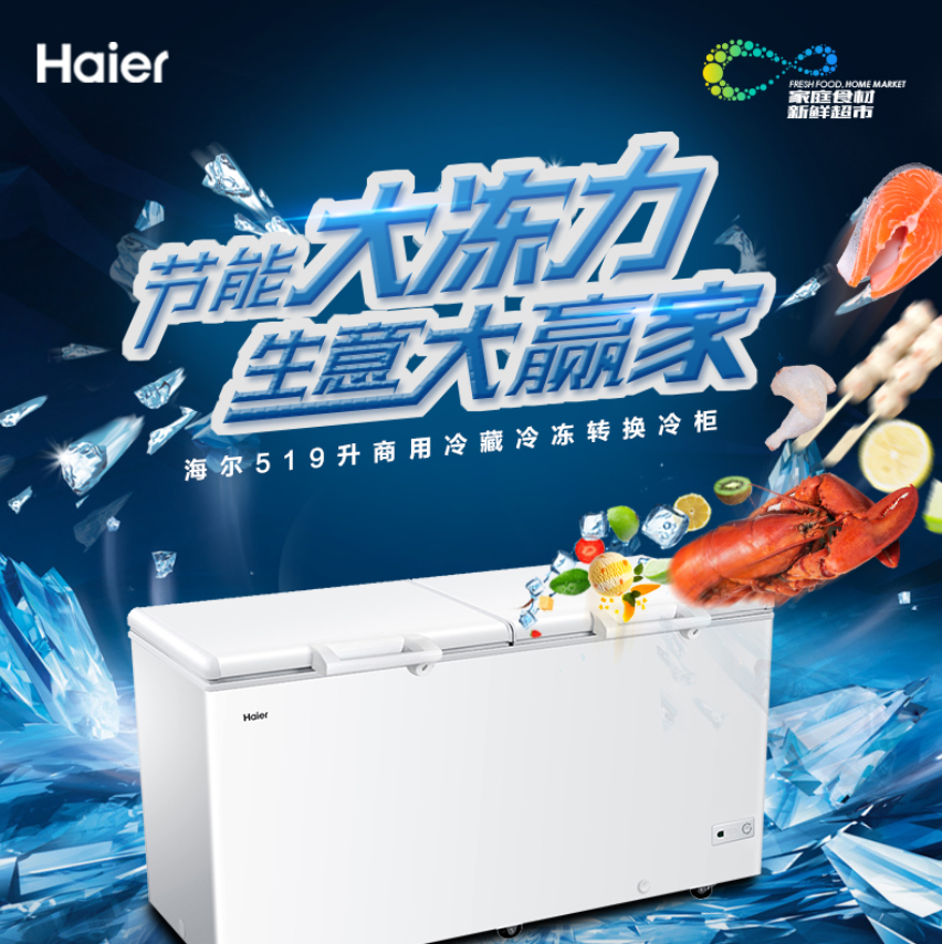 Haier/海尔冰柜商用大容量519L升超低温冷柜冷藏冷冻冰柜519HCM - 图2