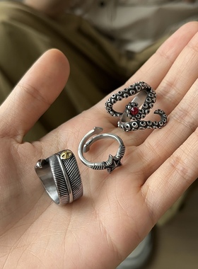 做旧钛钢戒指钛钢复古中性