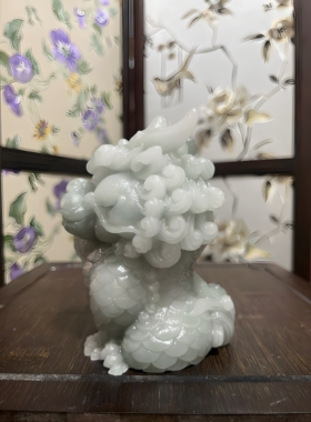 树脂仿石玉雕仿玉器文玩精雕麒麟献瑞迷你小摆件捡漏