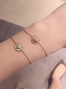 高级感天然石幸运罗盘项链短轻