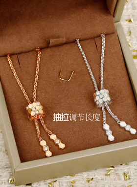 独特小众蜂巢项链女轻奢小众设计感高级cnc玫瑰金色V金材质毛衣链