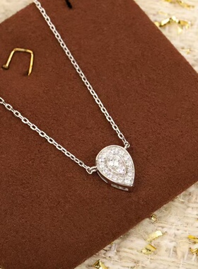 水滴项链S925纯银材质满钻银色短款项链锁骨链女颈链夏季时尚气质