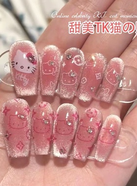6色可选中国美甲贴纸可爱猫猫头