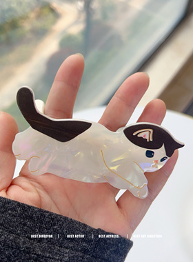新款小众设计可爱猫咪醋酸抓夹后脑勺盘发鲨鱼夹子发抓发饰