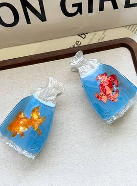 新款小众简约透明袋子海星抓夹 韩版海洋系列醋酸发夹后脑勺夹子