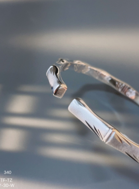 胜银·竹节古法实心足银999.9手镯百搭时尚款首饰送女友闺蜜银镯