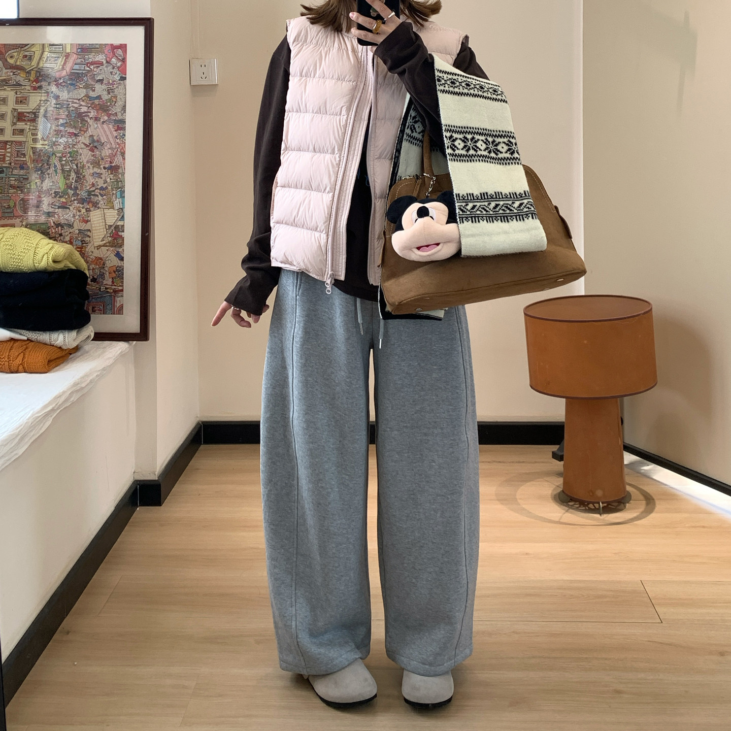 Omang桃喜 小个子加绒加厚弯刀卫裤女秋冬松紧腰显瘦休闲运动裤潮,淘宝优惠券,粉丝福利购,淘宝优惠卷