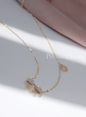 P.Love925纯银镀14K金如意锁项链