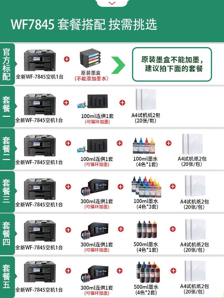 爱普生WF7845彩色a3打印机复印扫描一体机喷墨无线双面办公C7000 - 图2