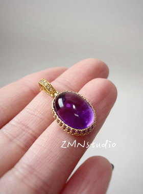 ZMN/玄黎/小众设计高级感精致简约进口14K手工天然紫水晶宝石吊坠