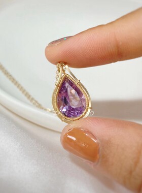 小众设计简约精致紫水晶宝石女