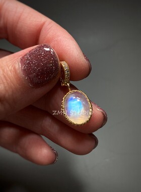 进口手工绕线编织月光石水晶吊坠