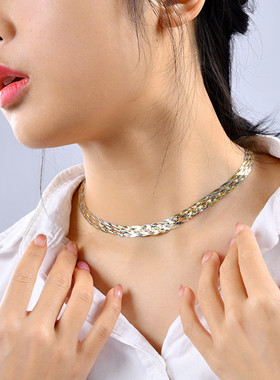 意大利奢华闪亮编织纯银银项链