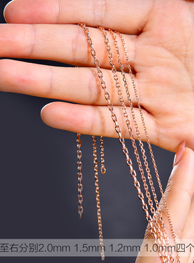 925纯银项链女镀18K玫瑰金银链子十字链锁骨链吊坠配链水波链银饰