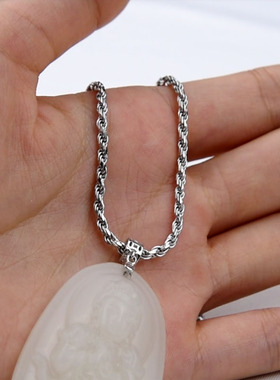 S925纯银麻花毛衣链女吊坠百搭