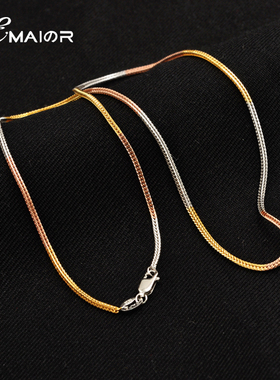 女s925银狐肖邦三色金中长款项链