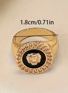 跨境复古狮子头浮雕凹凸圆形戒指中性风男女通用-批发复古风潮
