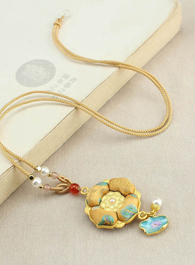 2026年新非遗仿宋锦四叶花项链女