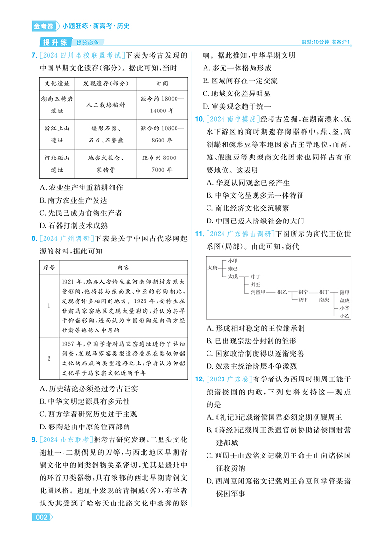 2025新版小题狂练新高考版历史 新教材 金考卷新高考一轮复习教辅导资料书小题狂做专项练习高考命题新动向必刷题 - 图1