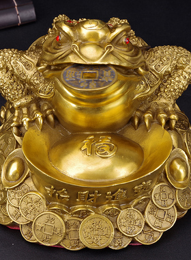 纯铜金蟾摆件 招财蟾蜍七星阵金蝉家居办公室工艺品摆设 开业礼品