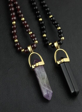 天然紫晶黑玛瑙多层两用情侣手链