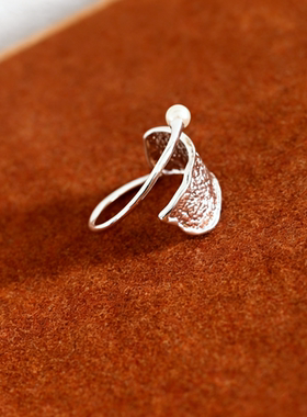 新中式复古锡纸珍珠开口可调戒指