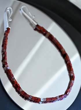 青金石手工方形方块串珠时尚款蓝色小众轻奢串珠衬衫配饰锁骨链