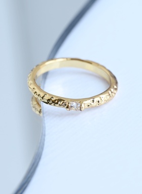 僵硬猫情侣黄铜法式细指环