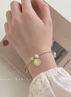 巴洛克天然珍珠手链女法式小众高级感手串复古优雅气质闺蜜手饰品