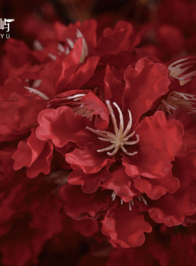 鲲屿 大型落地红色仿真花艺【赤殷红颜】 酒店大堂桌花软装花艺