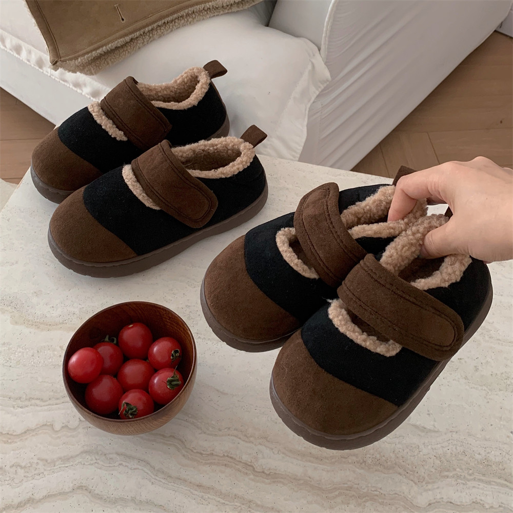 细细条 韩版ins潮魔术贴棉鞋复古撞色冬季户外时尚防滑平底豆豆鞋,淘宝优惠券,粉丝福利购,淘宝优惠卷