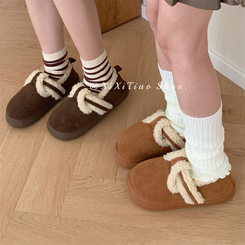 细细条 勃肯鞋女冬季韩版时尚外穿包跟保暖加绒防滑平底复古棉鞋,淘宝优惠券,粉丝福利购,淘宝优惠卷