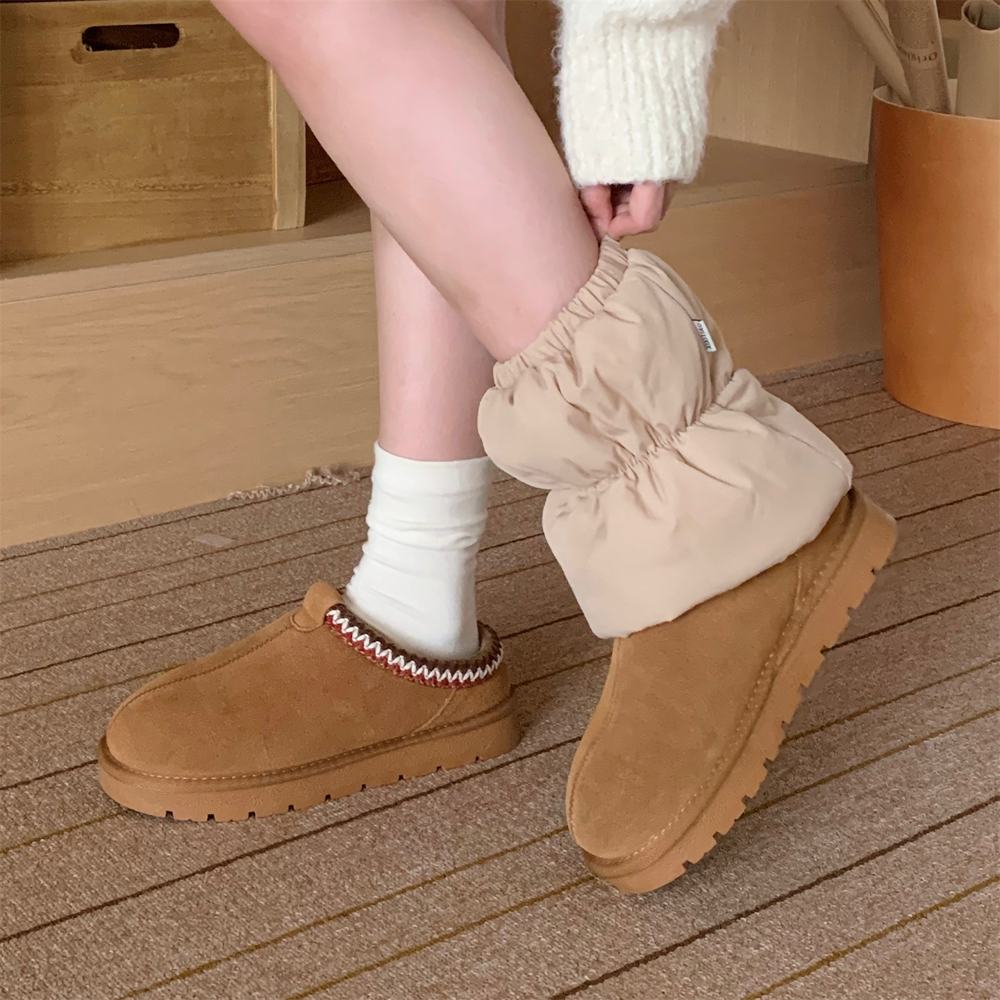 细细条 秋冬保暖百搭雪地靴腿套女韩版ins时尚简约风堆堆袜套靴套,淘宝优惠券,粉丝福利购,淘宝优惠卷