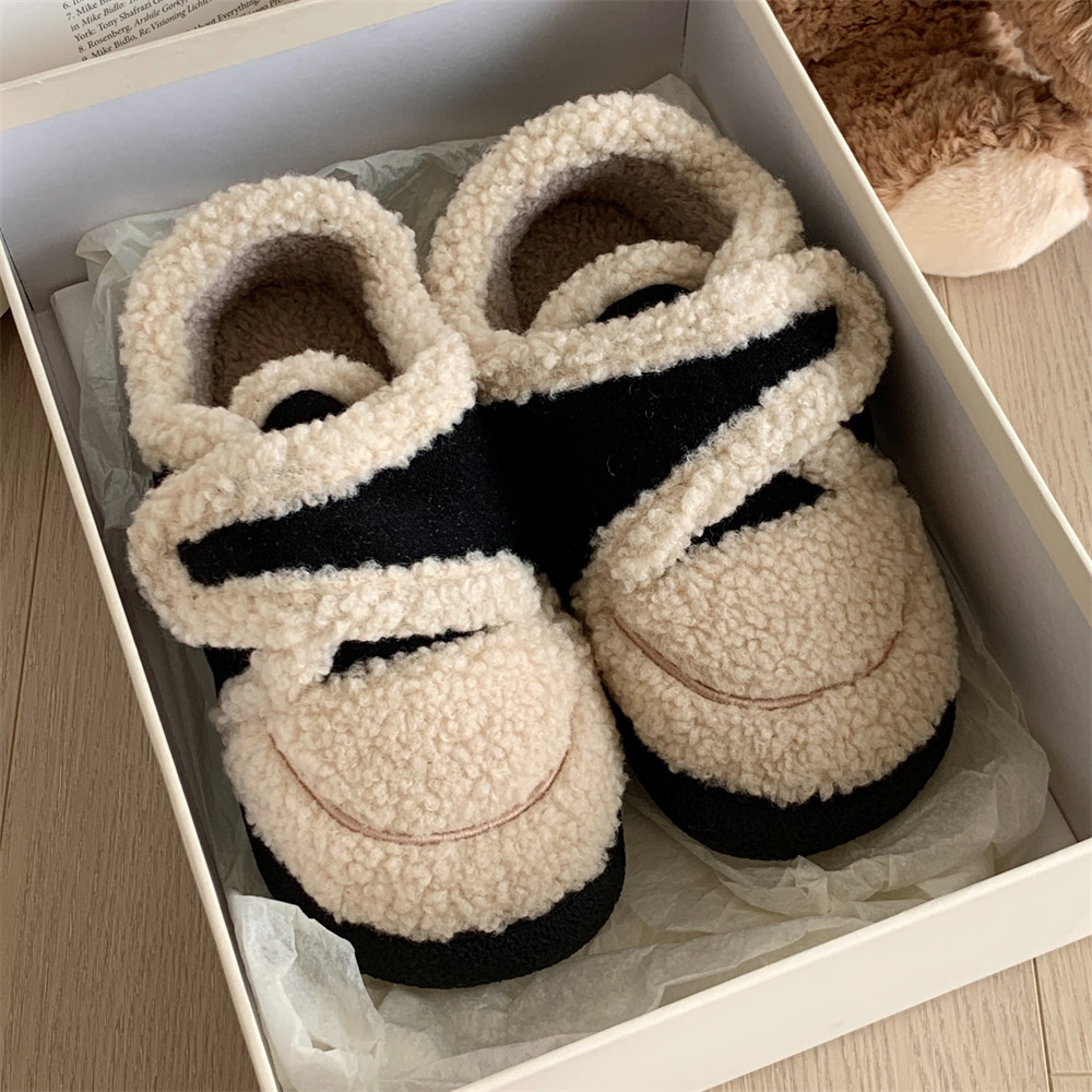 细细条 冬季羊羔毛外穿时尚保暖加绒棉鞋创意魔术贴乐福豆豆鞋女,淘宝优惠券,粉丝福利购,淘宝优惠卷