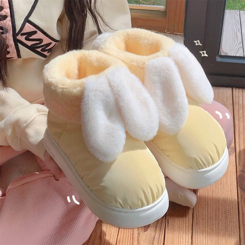 细细条 少女心可爱兔耳朵雪地靴女冬季防水厚底保暖面包棉鞋短靴 - 图2