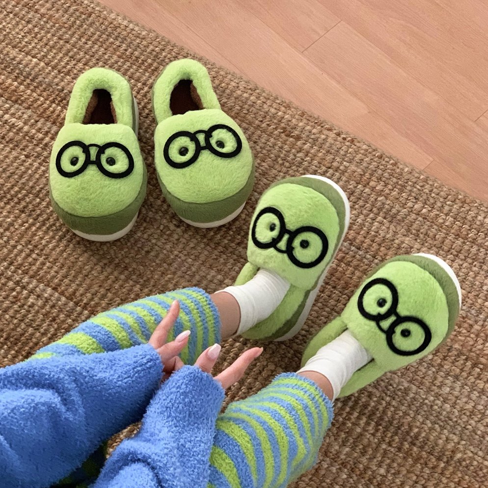 细细条 可爱牛油果保暖男女士居家毛毛鞋情侣防滑冬季包跟棉拖鞋,淘宝优惠券,粉丝福利购,淘宝优惠卷