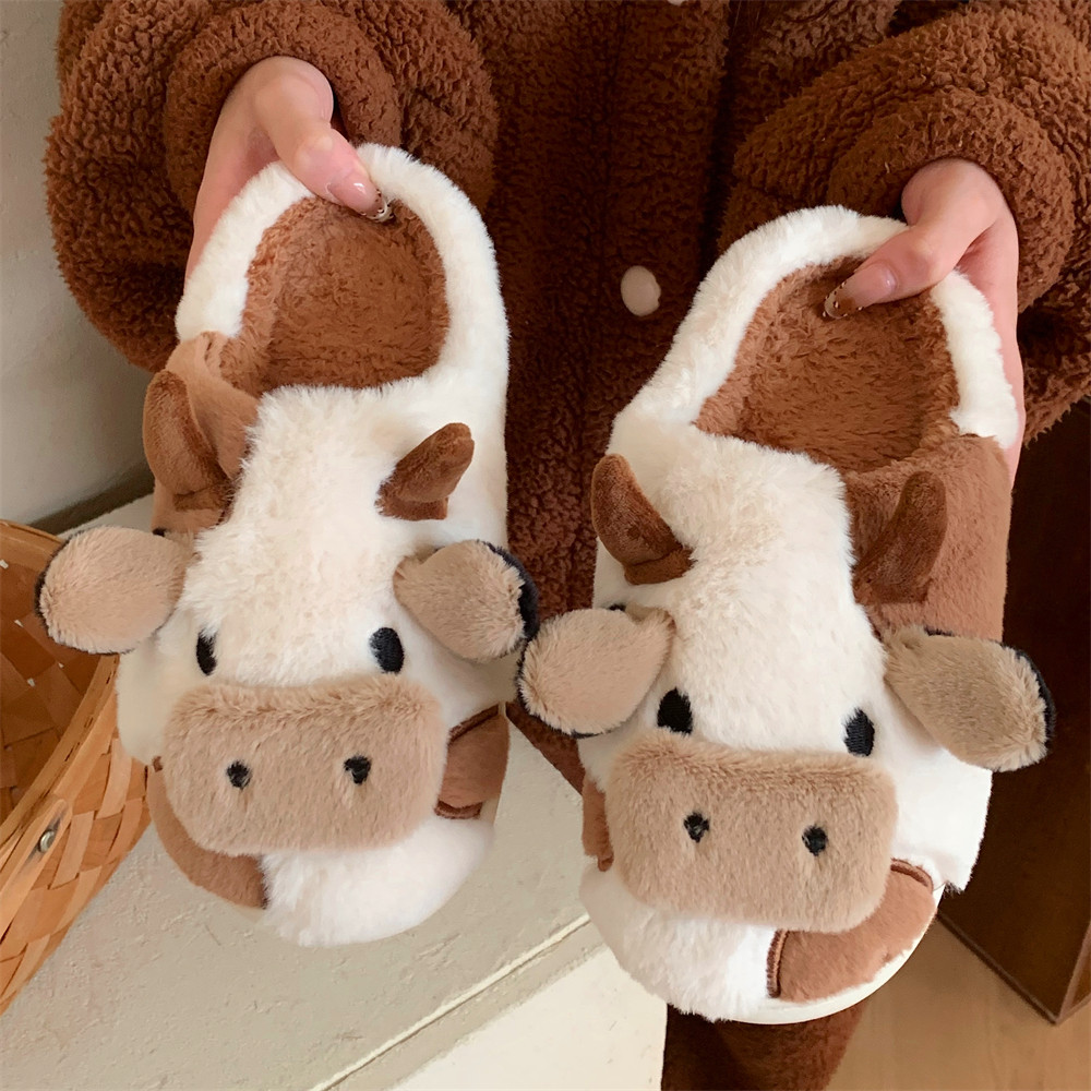 细细条 新款软萌大鼻牛包头棉拖室内家用保暖学生卡通棉拖鞋男女,淘宝优惠券,粉丝福利购,淘宝优惠卷