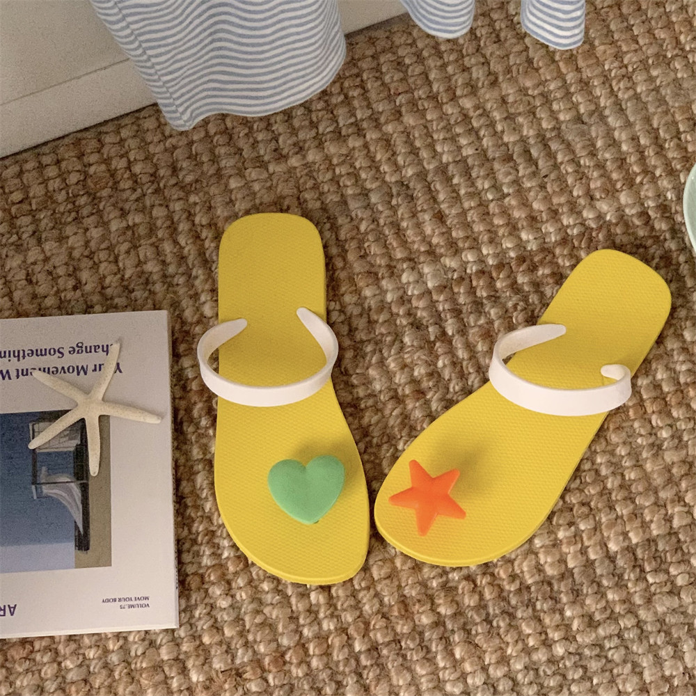 细细条 韩系爱心星星人字拖女休闲度假风沙滩防滑夏天夹脚凉拖鞋,淘宝优惠券,粉丝福利购,淘宝优惠卷