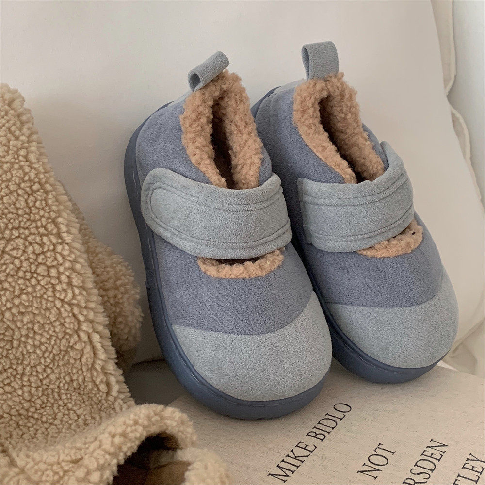 细细条 韩版ins潮魔术贴棉鞋复古撞色冬季户外时尚防滑平底豆豆鞋,淘宝优惠券,粉丝福利购,淘宝优惠卷