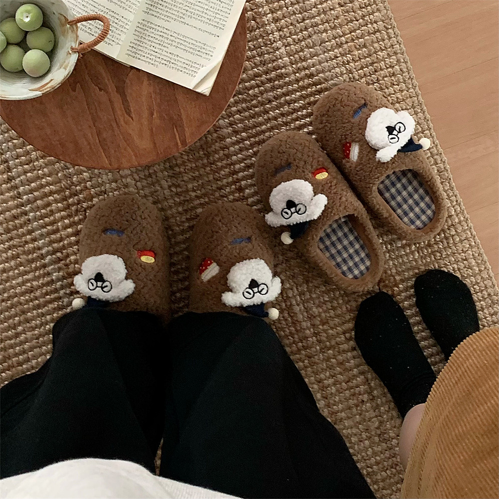 细细条 趣味狗狗月子居家毛毛鞋男女保暖防滑可爱情侣冬季棉拖鞋,淘宝优惠券,粉丝福利购,淘宝优惠卷