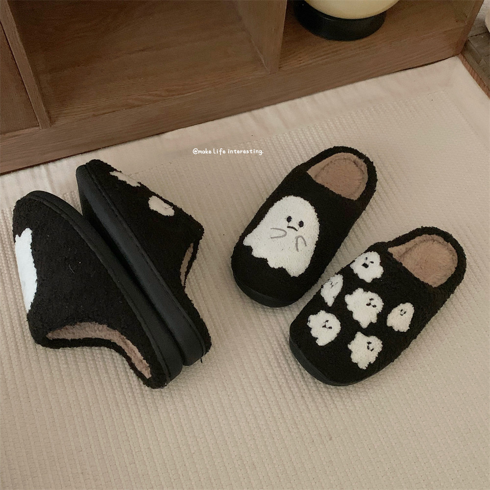 细细条 万圣节可爱小幽灵棉拖鞋女室内休闲防滑秋冬季保暖毛毛鞋,淘宝优惠券,粉丝福利购,淘宝优惠卷